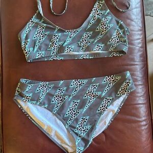 Gray and Blue Lightning Bolt Bikini Set